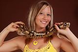 woman holding a snake