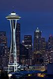 Seattle Skyline at Blue Hour Vertical