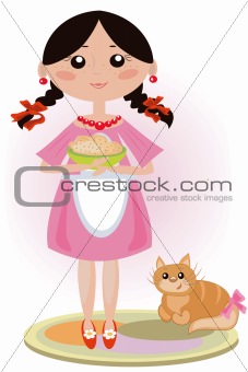 Girl with cat.