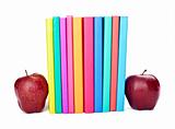 colorful books apple fruit food education school