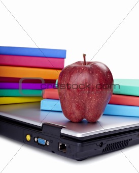 laptop computer books apple fruit food education school