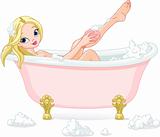 Young  woman taking bath