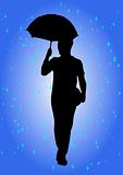 Silhouette of man with umbrella