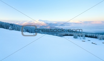 Snowy sunrise landscape