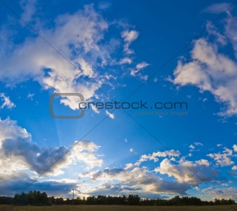 Evening blue sky panorama