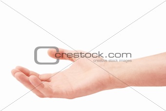 Hand of the man on a white background