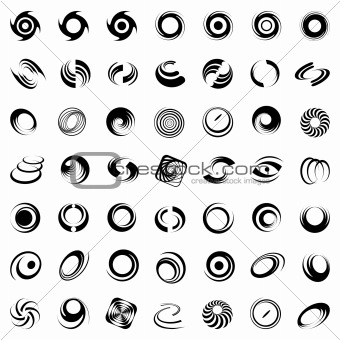 Spiral movement and rotation. 49 design elements.