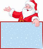 Christmas Santa Claus over blank greeting (place) card