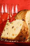 Christmas composition with panettone and spumante