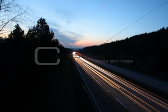 Highway - motorway view at late sunset