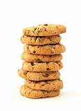 Stack of hazelnut cookies with chocolate and cranberies