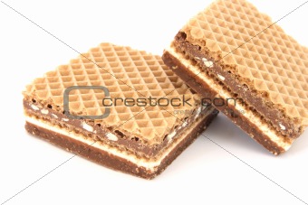 Filled wafer with chocolate