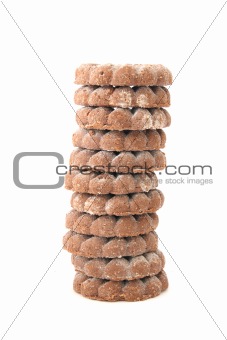 Stack of shortbread cocoa biscuits