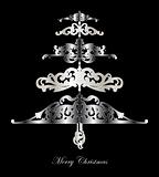 Pattern silver Christmas Tree Background. Vector