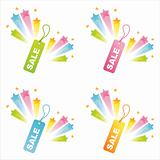 sale tags with star splashes
