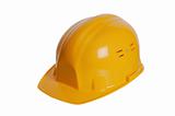 Yellow helmet of the builder on a white background