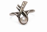 Silver Finger Ring figure six isolated