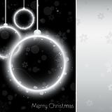 Silver Neon Christmas Ball Card on Black Background