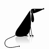 Funny black dog silhouette for your design