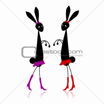 Two fashion rabbits for your design
