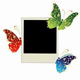 Photo frame design with butterfly decoration