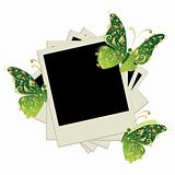 Pile of photos, insert your pictures into frames, butterfly decoration