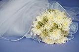 Wedding bouquet and veil