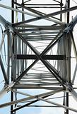 High-voltage steel tower - bottom view