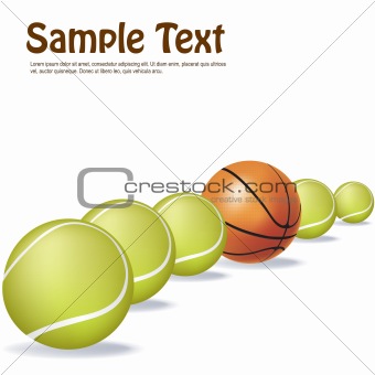 basket ball in between tennis balls