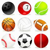 set of different sports balls