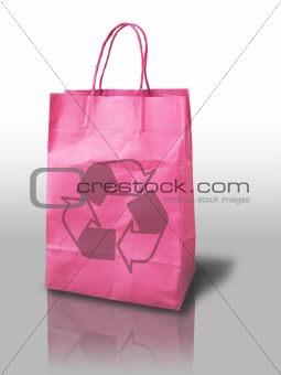 pink recycle shopping paper bag