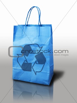 light blue recycle shopping paper bag