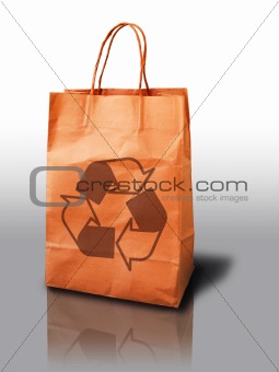 orange recycle paper shopping bag