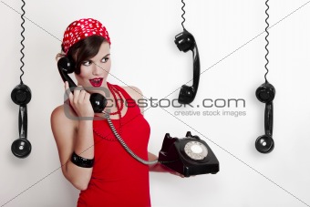Girl with a vintage phone