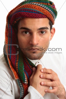 Mixed race middle eastern man