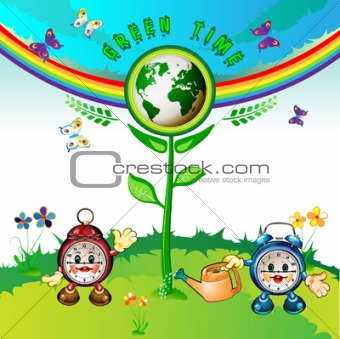Eco Earth , cartoon clocks