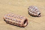 Old defused high-explosive shells