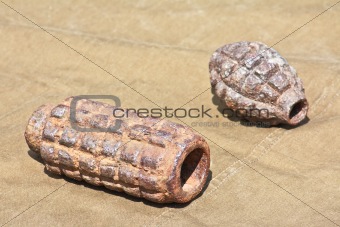 Old defused high-explosive shells