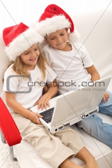 Kids searching for christmas presents online