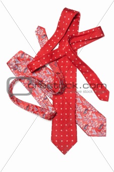 Male red ties strewn