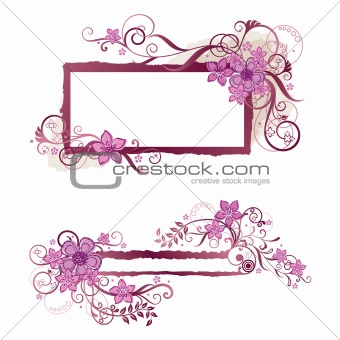 Pink floral frame and banner design