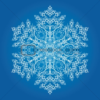 Detailed snowflake on light blue background