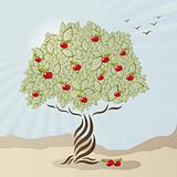 Single stylized apple tree