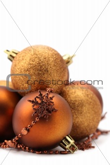 Brown and gold Christmas ornaments