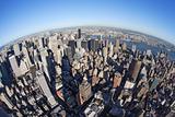 New York cityscape with fisheye