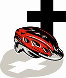 cycling crash helmet with cross