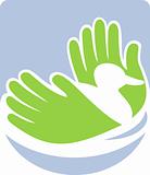 Duck swimming with hands icon
