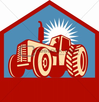 retro styled tractor silhouette