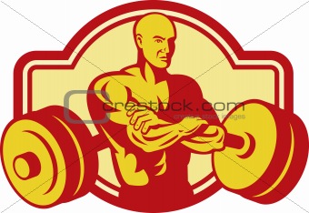 Weightlifter or Body builder posing with weights