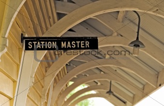 station master sign old Australian railway platform